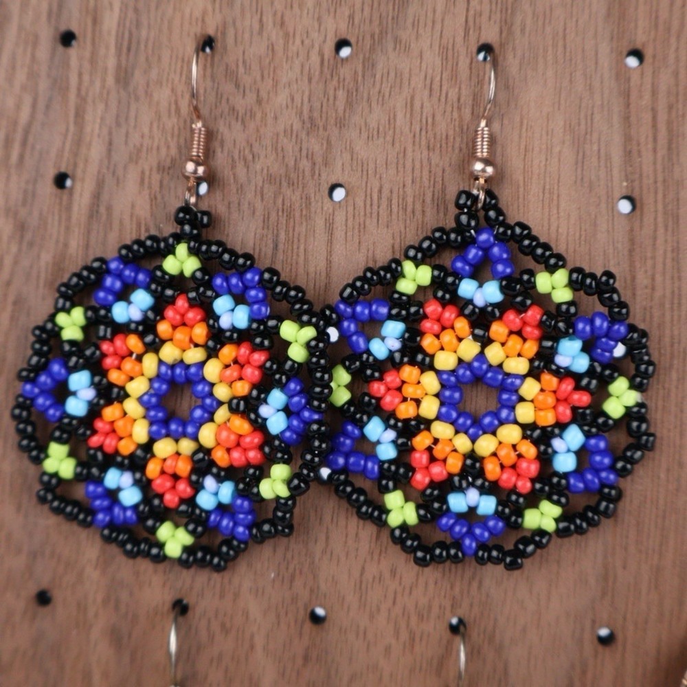 5 Pairs Beaded Native Colorful Boho Earrings Drop Handmade Tassel - Picture 2 of 6